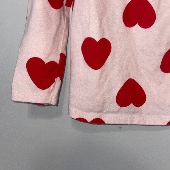 Cat & Jack Girls 5T Long Sleeve Pink & Red Heart Print Ruffle Top - Picture 6 of 6